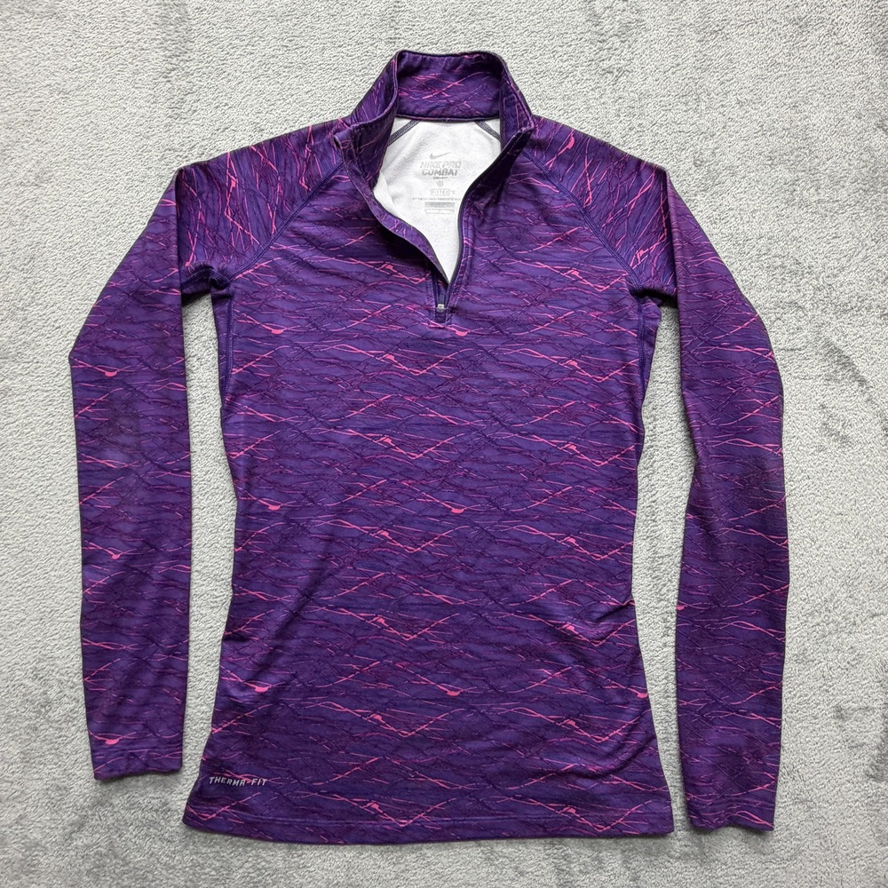Nike Pro Therma-FIT 1/2 Zip Pullover Womens Small Purple Dri-FIT 438585-543